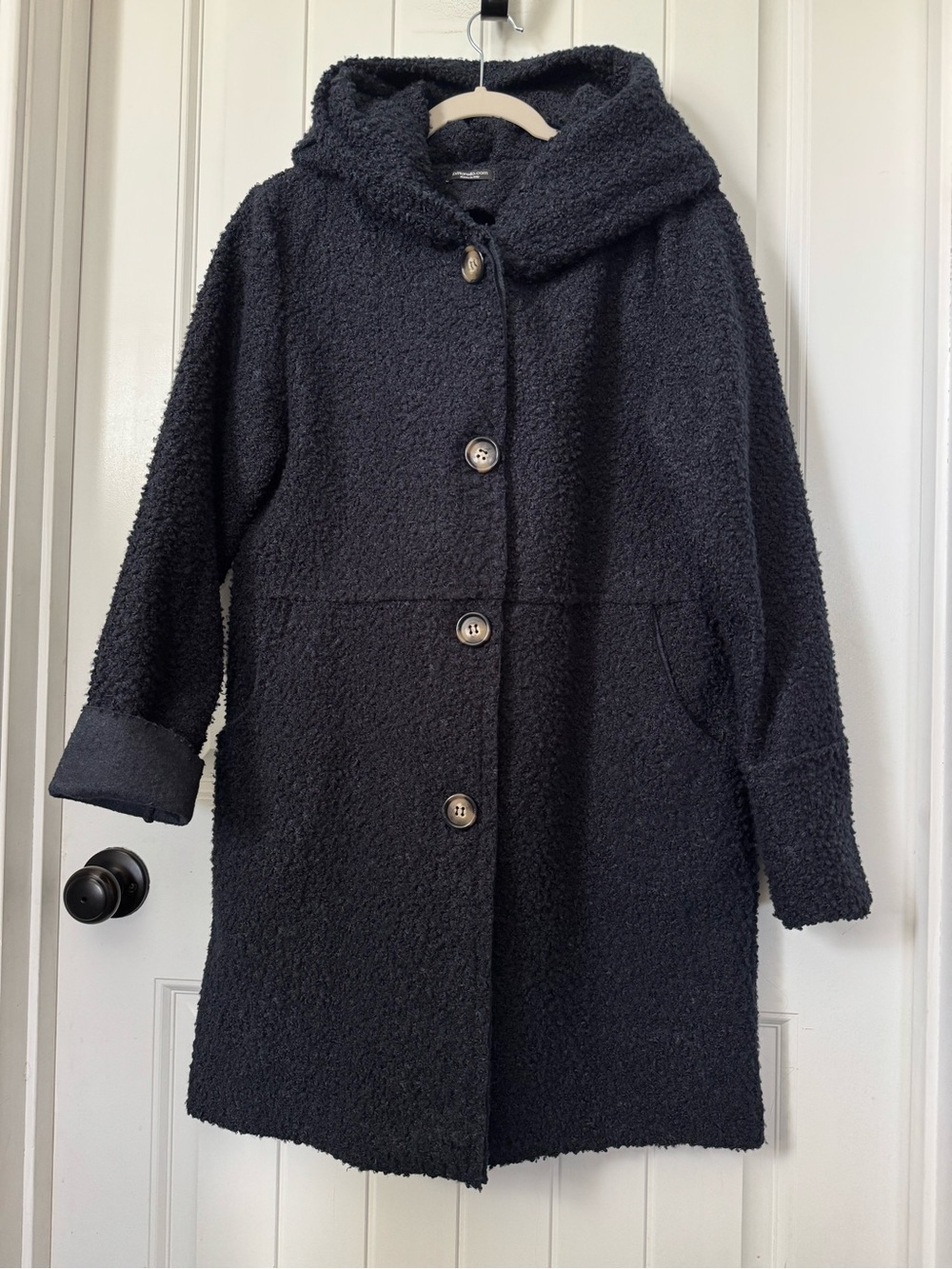 Cozy Dark Navy Hooded Teddy Coat - Women